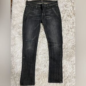 7 For All Mankind Dark Wash Zippered Hem Straight Leg Denim Jeans Size 28